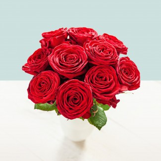 10 krótkich czerwonych róż
